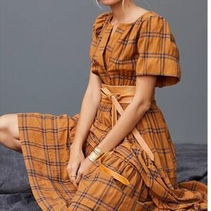 farm rio cerrado stamps long-sleeve midi shirt dress Farm Rio Cerrado Stamps Midi Shirt Dress In Blue - 40% Off